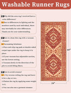 SERISSA Boho Washable Runner Rug, 2x5 Rug Runner Non-Slip Vintage Red Beige Hallway Kitchen Runner Rug Ultra Soft Print Distressed Floor Carpet Runner for Bedroom Bathroom Laundry Living Room