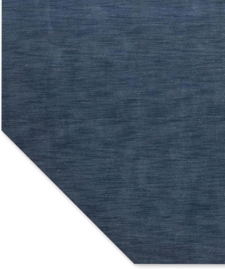 Hand Knotted Loom Wool ECO-Friendly Area Rugs - 10'x10', Octagon, Blue Color, Solid Plain Design, High Pile Thick Handmade Anti Skid Area Rugs for Living Room, Bed Room (L00111)