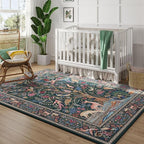 Rugcomf 8x10 Area Rugs Vibrant Tree of Life-Patterned Vintage Washable Area Rug Non Slip Low Pile Large Rug for Bedroom Farmhouse Dining Room Kids Playroom, Green