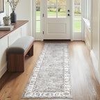 jinchan Fiora Runner Rug 2x6 Machine Washable Hallway Rug Grey Vintage Floral Print Non-Slip Low Pile Ultra-Thin for Kitchen, Entryway, Laundry Room, Bedroom, Farmhouse (2‘x6’, Grey)