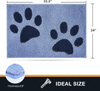 PURRUGS Dirt Trapping Door mat 24" x 35.5", Non-Skid/Slip Machine Washable Microfiber Entryway Rug, Dog Door Mat, Super Absorbent Welcome Mat for Muddy Wet Shoes and Paws, Light Blue