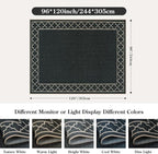 OJIA Easy Jute Outdoor Area Rug 8x10, Large Patio Rug Washable Living Room Rug Farmhouse Indoor Outdoor Carpet Bordered Modern Non-Slip Black Rugs for Bedroom Backyard Deck Decor