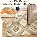 Area Rug 2x4 Rug Machine Washable Non-Slip Low Pile Print Pattern Western Rug for Living Room Bedroom Entryway Tribal Series-Cream/Camel
