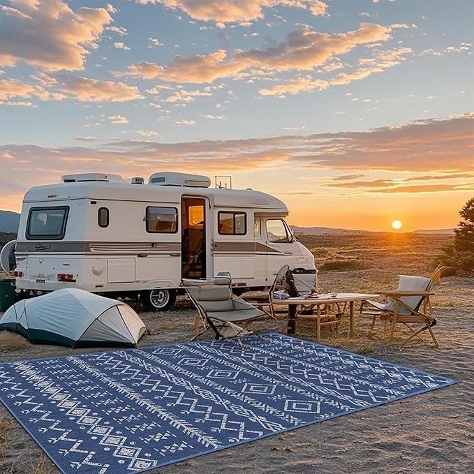 Indoor Outdoor Area Rug Washable Patio Rug Modern Moroccan Geometric Indoor Outdoor Carpet Rug Non Slip Non Shedding for Patio, Deck, Backyard, Porch (8x10)