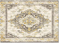 Bohemian Pattern Rectangular Area Rugs for Living Room Bedroom 4 x 6 ft Brown & Yellow Abstract Non-Shedding Soft Low Pile Rug Non Slip Washable Rug for Nursery Entryway Playroom