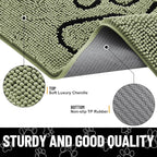 Smiry Dog Door Mat for Muddy Paws, Absorbent Dirt Trapper Non Slip Quick Dry Washable Chenille Mat for Mud Dogs, Entry Rug for Indoor and Outdoor (30x20 Inches, Sage Green and Black)