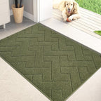 PURRUGS Dirt Trapping Door Mat 24" x 35.5", Non-Slip Machine Washable Entry Rug, Shoe Scraper, Dog Doormat, Super Absorbent Welcome Mat for Front & Back Door, Muddy Wet Shoes & Paws, Sage Green