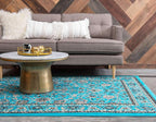 Unique Loom Sialk Hill Collection Area Rug - Washington (9' 10" x 13' 1" Rectangle Turquoise/Black)