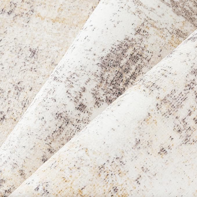 2x7 Washable Runner Rug Beige Grey Abstract Hallway Kitchen Throw Rug Neutral Modern Non Slip Soft Low Pile Carpet for Bathroom Laundry Bedroom Living Room