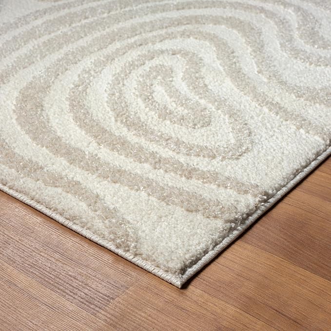 LUXE WEAVERS Geometric Swirl Cream 9x12 Area Rug High Low Modern Carpet