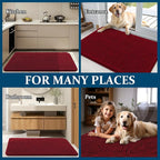 OLANLY Dog Door Mat for Muddy Paws 44x32, Absorbs Moisture and Dirt, Absorbent Non-Slip Washable Doormat, Quick Dry Chenille Mud Mat for Dogs, Entry Indoor Entryway Carpet for Inside Floor, Red