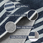 Beeiva Striped Blue Runners for Hallways, 2.5x8 Washable Bathroom Runner with Rubber Backed, Non Slip Soft Low Pile Indoor Floor Carpet for Kitchen Bedroom Porch High Traffic Areas