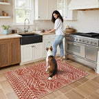 Wonnitar Moroccan 4x6 Bedroom Area Rug, Washable Soft Rug for Living Room, Non-Slip Bohemian Large Rug Non-Shedding Low Pile Floor Carpet for Kitchen Guest Room Entrance (Brown,4'x6')