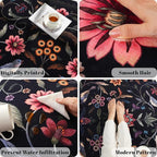 Vintage Medallion Floral 4x6 Rug, Machine Washable Non-Slip Area Rug, Low Pile Soft Carpet for Entry, Living Room, Office, Kids, Girl/Boys Room | Black