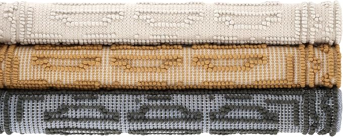 Dash and Albert Campbell Iron Handwoven Wool Rug, 8 X 10 Feet, Neutral/Grey Geometric Pattern - Premium Luxury Hotel Quality Soft Breathable Hypoallergenic Machine Washable Easy Care All Season