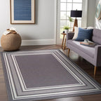 Beverly Rug Non Slip Area Rugs 8x10 Modern Bordered Non Skid Rubber Backing Soft Area Rug for Living Dining Room Easy to Clean Non Shedding Kitchen Bedroom Indoor Carpet 8 x 10 Gray