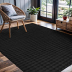 CAMILSON Modern Black Non Slip Rug 5x7 Ultra Soft High Pile Area Rugs Non Skid Rubber Backing Durable & Easy to Clean Carpet for Living Room Bedroom Kids Room Indoor Use (5 x 7 Black)