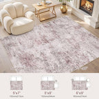 6x9 Area Rug Living Room Rugs - Washable Neutral Modern Abstract Soft Thin Large Rug Indoor Floor No Slip Rug Carpet for Bedroom Under Dining Table Home Office Decor - Pink