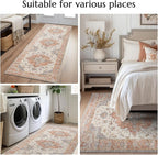 jinchan Area Rug 6x9 Vintage Washable Living Room Rug Floral Medallion Non Slip Thin Floor Cover Retro Classic Soft Boho Farmhouse Carpet for Bedroom Dining Room Kitchen Brick Red