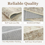 Beige Taupe Area Rug 6x9, Vintage Neutral Earth Tone Rugs for Living Room Bedroom, Washable Non Slip Low Pile Thin Carpet Rug for Dining Room Playroom Guest Room Home Office
