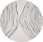 GLN Rugs Contemporary Collection - Machine Washable Area Rug, Contemporary Washable, Non Slip, Low Pile Chenille Rug, Living Room, Bedroom, Kitchen Rug (5'3" Round Beige Black)
