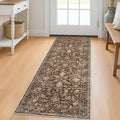 KILOCOCO Hallway Runner 2x5 Kitchen Runner Rug Printed Vintage Floral Washable Non-Slip Runners for Hallways Laundry Room Rugs Distressed Boho Rug Runners for Bedroom, Rust Brown Red