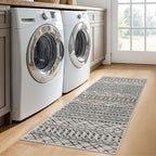 KUTA Boho Kitchen Rug 2x5 Light Brown Black Moroccan Washable Runner Rug Non-Slip Vintage Hallway Runners Ultra Soft Distressed Geometric Floor Carpet for Bedroom Laundry Living Room