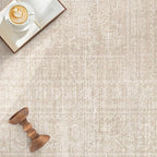 6x9 Area Rugs Living Room: Washable Large Vintage Beige Rug Neutral Non-Slip Soft Stain Resistant Indoor Carpet for Bedroom Nursery Dining Room Under Table Bed Home House Office Playroom