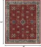 RUGGABLE Washable Vintage Area Rug – Verena Amber Red 8x10, Stain-Resistant, Non-Slip – Large Machine Washable Rugs for Living Room, Bedroom, Hallway, Entryway & Office–with Standard Pad