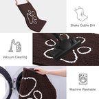 Smiry Dog Door Mat for Muddy Paws, Absorbent Dirt Trapper Non Slip Quick Dry Washable Chenille Mat for Mud Dogs, Entry Rug for Indoor and Outdoor (71x46 Inches, Brown and White)