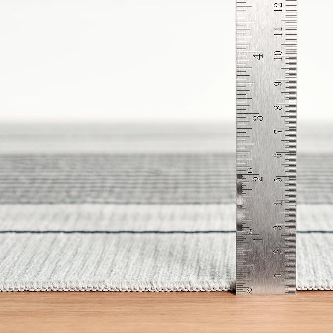 Dash & Albert Gunner Stripe Machine Washable Rug, 7.5 X 9.5 Feet, Grey Stripe Pattern - Premium Luxury Hotel Quality Soft Breathable Hypoallergenic Machine Washable Easy Care All Season Comfortable