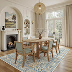 6x9 Area Rugs Living Room Rug - Floral Vintage Morris-Inspired Washable Carpet, Low Pile Non-Shedding Stain Resistance Boho Soft Carpet for Bedroom, Dining Room, Office, Farmhouse (6'x9' Blue/Orange)