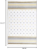 Alfa Rich 7x10 Gold Gray Off White Washable Area Rugs for Living Room Bedroom Kitchen Decor Cotton