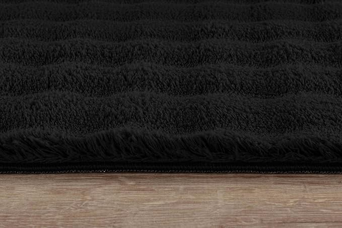 CAMILSON Modern Black Non Slip Runner Rug 2x7 Ultra Soft High Pile Kitchen Rugs Non Skid Rubber Backing Durable & Easy to Clean Carpet for Entryway Bathroom Indoor Use (2 x 7 Black)