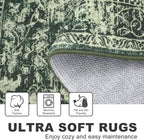 KILOCOCO Area Rug 3x5 Entryway Rug Washable Printed Vintage Floral Rubber Backed Non Slip Indoor Kitchen Rugs for Living Room Laundry Room Playroom Mudroom Moroccan Area Rugs, Green