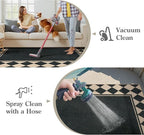 Moynesa Checkered Easy Jute Outdoor Patio Rug 3x5, Washable Indoor Outdoor Rugs for Entryway Non Slip, Farmhouse Carpet for Living Room Bedroom Kitchen Backyard Porches, Black Grid Pattern