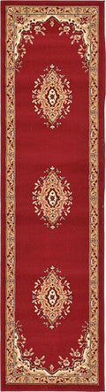 Unique Loom Reza Collection Traditional Persian Style Area Rug, 2 ft 2 in x 8 ft 2 in, Burgundy/Ivory