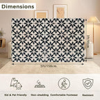 Black Beige Vintage Washable 3x5 Area Rugs for Living Room, Thin Low Pile Contemporary Carpet, Non-Slip Base Lightweight Rug