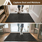 COSY HOMEER-Door-Mat Dirt Trapper Entryway Rugs 20"x32" Non Slip Washable Entrance Mats Absorbent Welcome Mat Low Profile Dog Door Mats for Front Back Doomats and Wet Shoes,Dark Grey