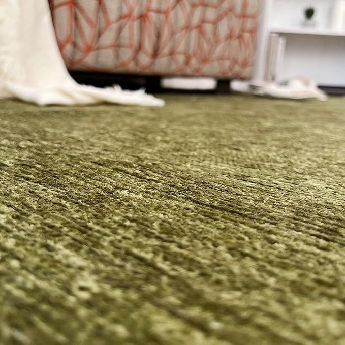 Alfa Rich 3x10 Green Washable Area Rugs for Living Room Hallway Kitchen Cotton Decor Solid Runner Rug