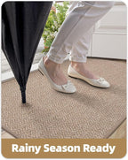 Color&Geometry Large Front Door Mat Indoor Entrance, 36"X56" Indoor Mats for Entryway Non Slip Rubber Backed, Dirt Trapper Double Door Mat Washable, Dark Khaki (Rolled-up NO Creases)