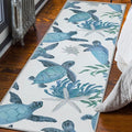 Tritard Coastal Sea Turtles Hallway Runner Rug 2x6 Beach Themed Starfish Area Rug Runner Non-Slip Washable Entryway Doormat Indoor Entrance Carpet for Kitchen Bathroom Laundry Bedroom Living Room