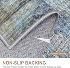 Bavni 5x7 Rug, Machine Washable Rug Non-Slip, Soft Modern Lightweight Area Rug, Stain Resistant Rugs for Living Room, Bedroom, Dining Room, Blue/Light Grey