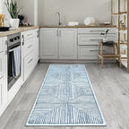 Bloom Rugs Washable Non-Slip 10 ft Runner - Blue/Ivory Striped Runner for Entryway, Hallway, Bathroom, and Kitchen - Exact Size: 2.5' x 10'