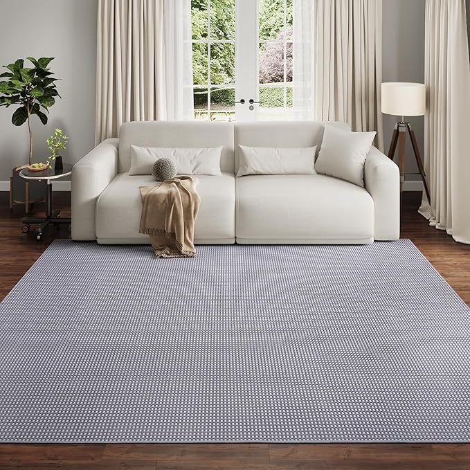 Boho Washable Area Rugs 6x9 ft, Non Slip Area Rug for Living Room, Braided Office Rugs Bedroom Rug Woven Washable Indoor Floor Carpets for Office Dining Bedroom Living Room, Easy to Clean, Gray