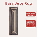 Tangsoo Easy Jute Rug 2x6 Washable Runner Rug for Hallways,Non-Slip Black Geometric Thin Outdoor Rug,Modern Farmhouse Carpet for Porch Laundry Bedroom Living Room Entryway