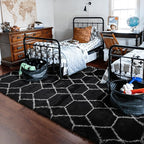 ONASAR Area Rugs for Living Room Bedroom, 5x8 Washable Fluffy Black and White Rug, Geometric Boho Soft Plush Shaggy Fuzzy Floor Carpet for Nursery Kids Girls Boys Teen Dorm Home Decor Aesthetic
