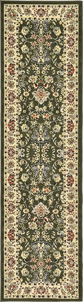 Rugs.com Yasmin Collection Rug – 10 Ft Runner Green Medium Rug Perfect for Hallways, Entryways