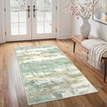 GENIMO 3x5 Rug for Entryway Washable Area Rug, Modern Abstract Small Rugs for Entrance Living Room, Bedroom Beside Rugs, Non-Slip Low Pile Lightweight Soft Carpet, Light Green