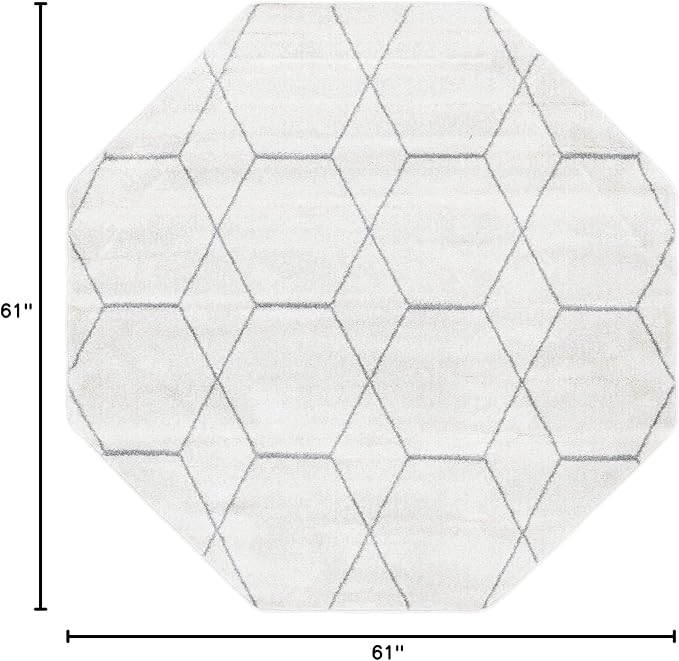 Unique Loom Trellis Frieze Collection Area Rug - Geometric (5' Octagon, Ivory/ Gray)
